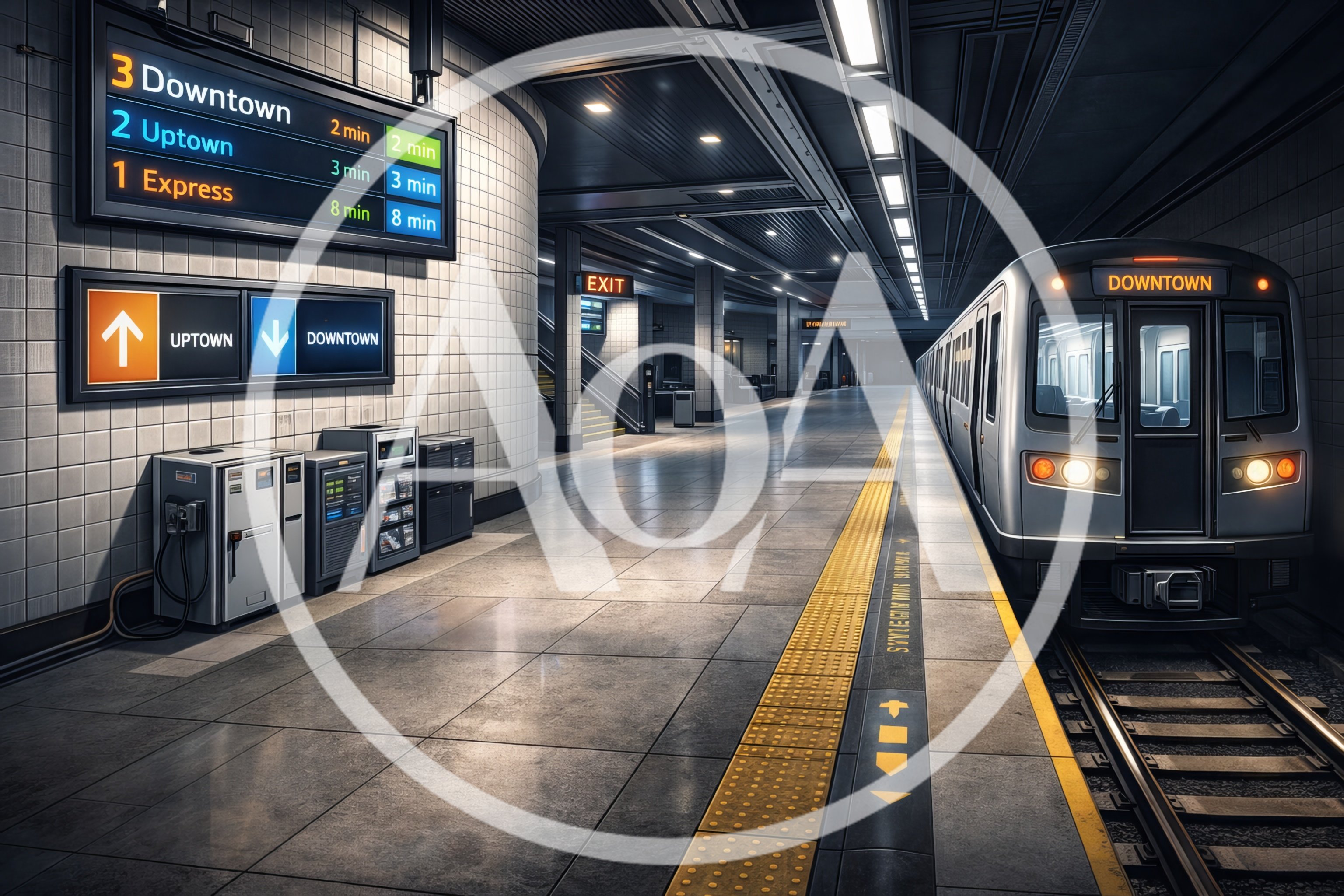 Modern Subway Station Platform With Waiting Train