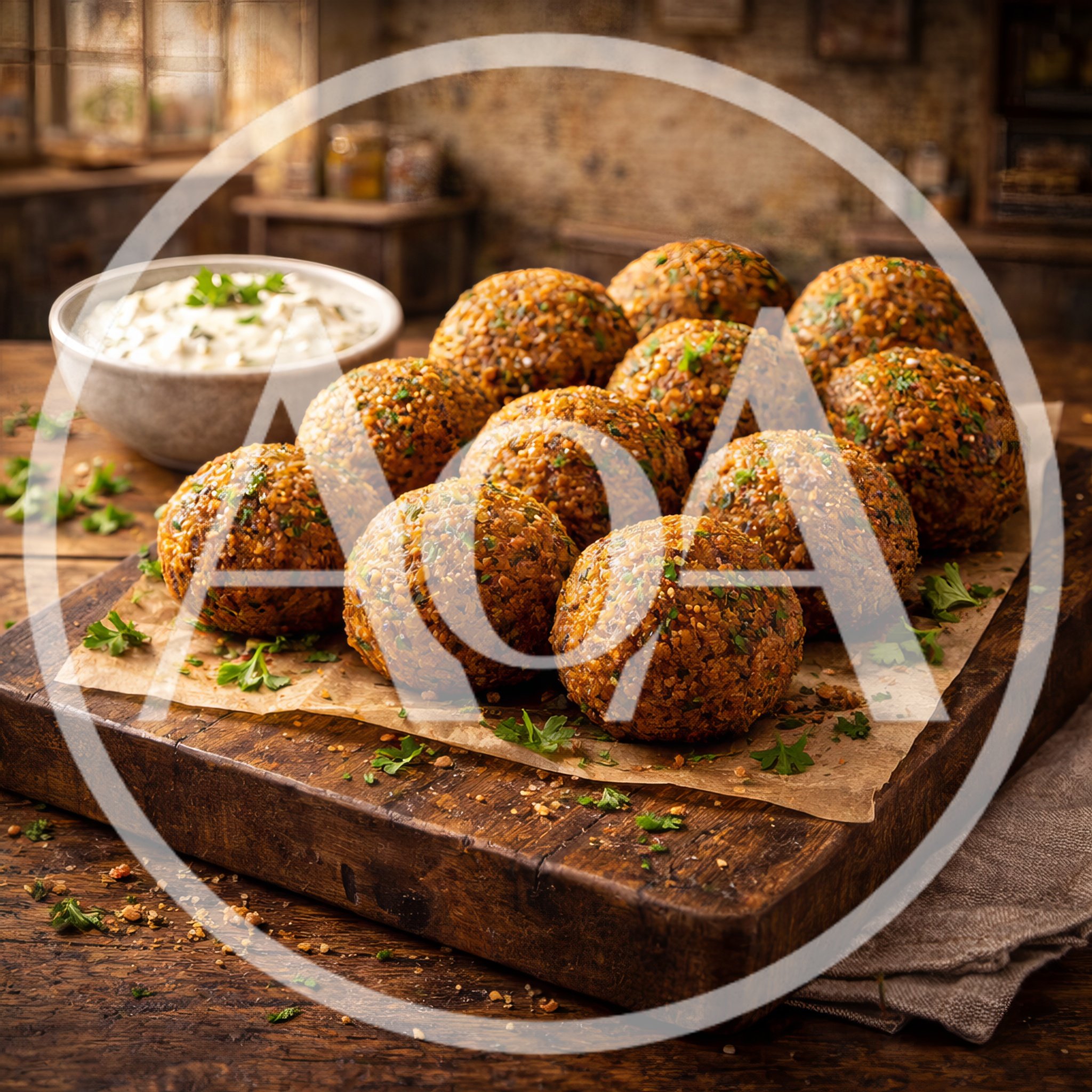 Fresh Falafel Balls Served With Creamy Dipping Sauce