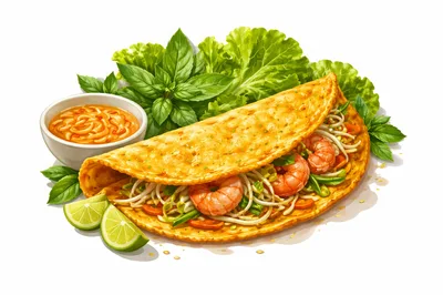 Vietnamese Banh Xeo Savory Crepe With Shrimp