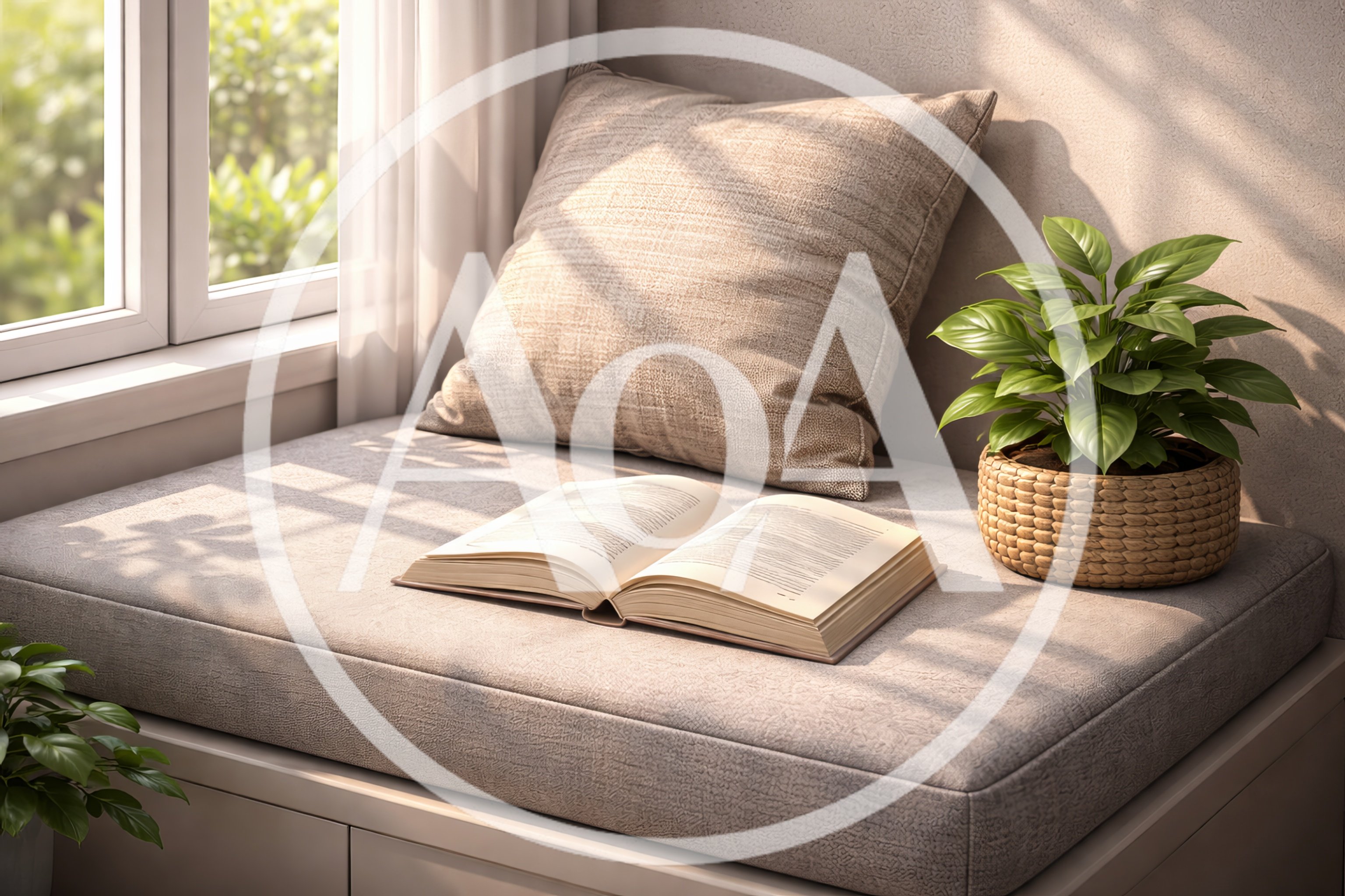 Open Book Resting On A Cozy Window Seat