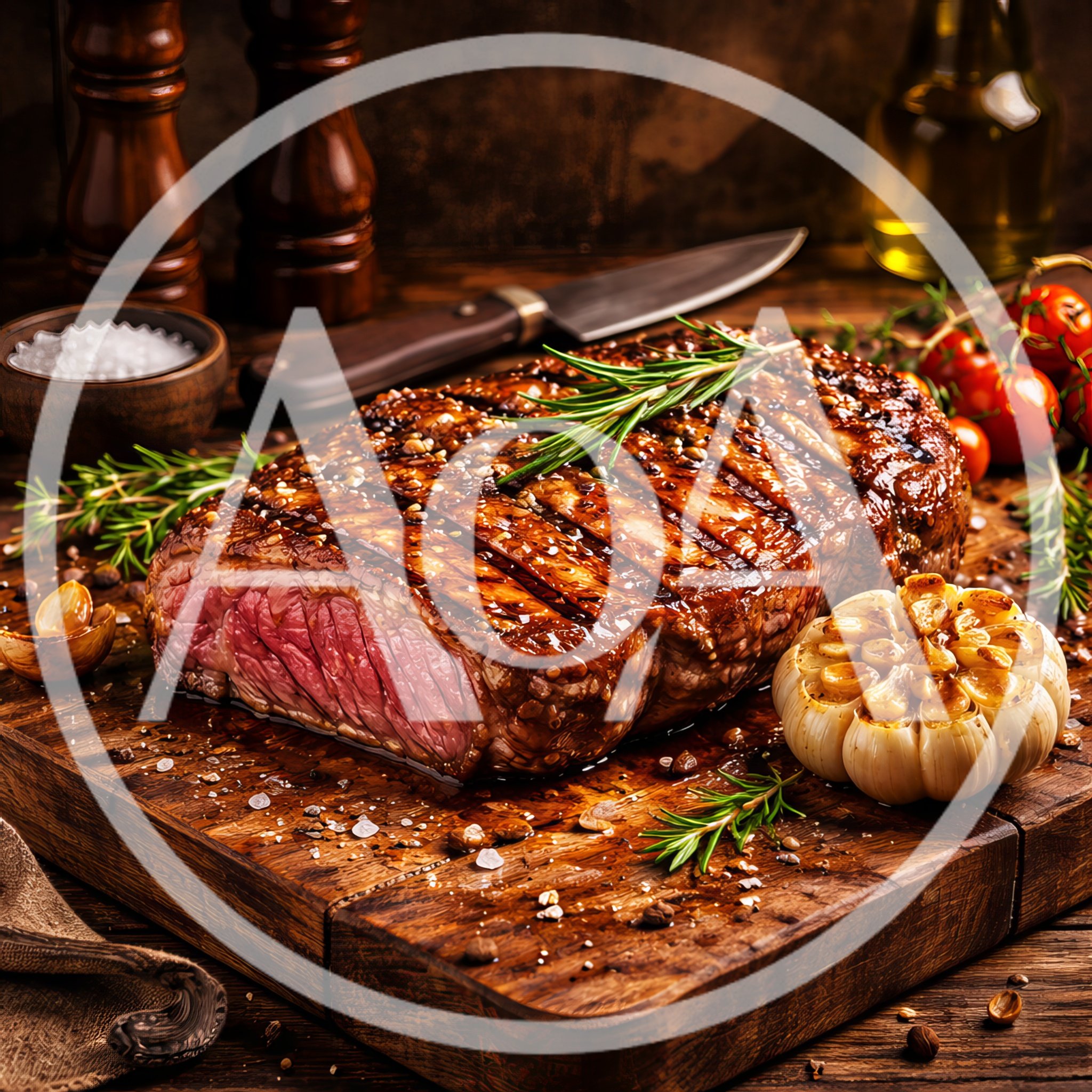 Grilled Beef Steak With Garlic And Rosemary