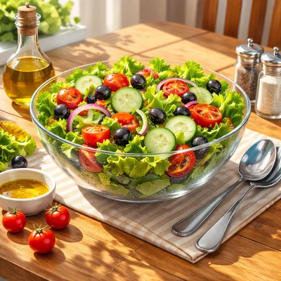 Fresh Vegetable Salad In A Glass Bowl