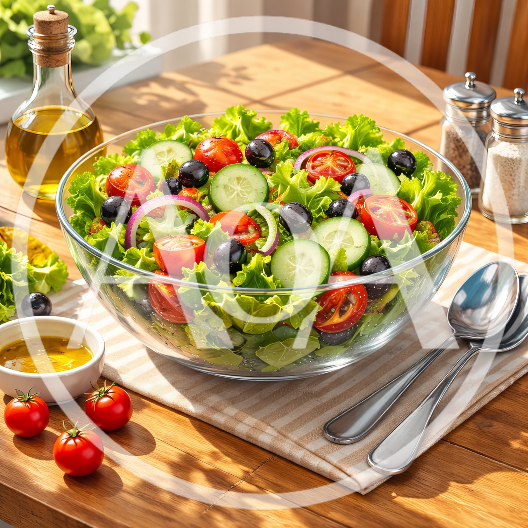 Fresh Vegetable Salad In A Glass Bowl