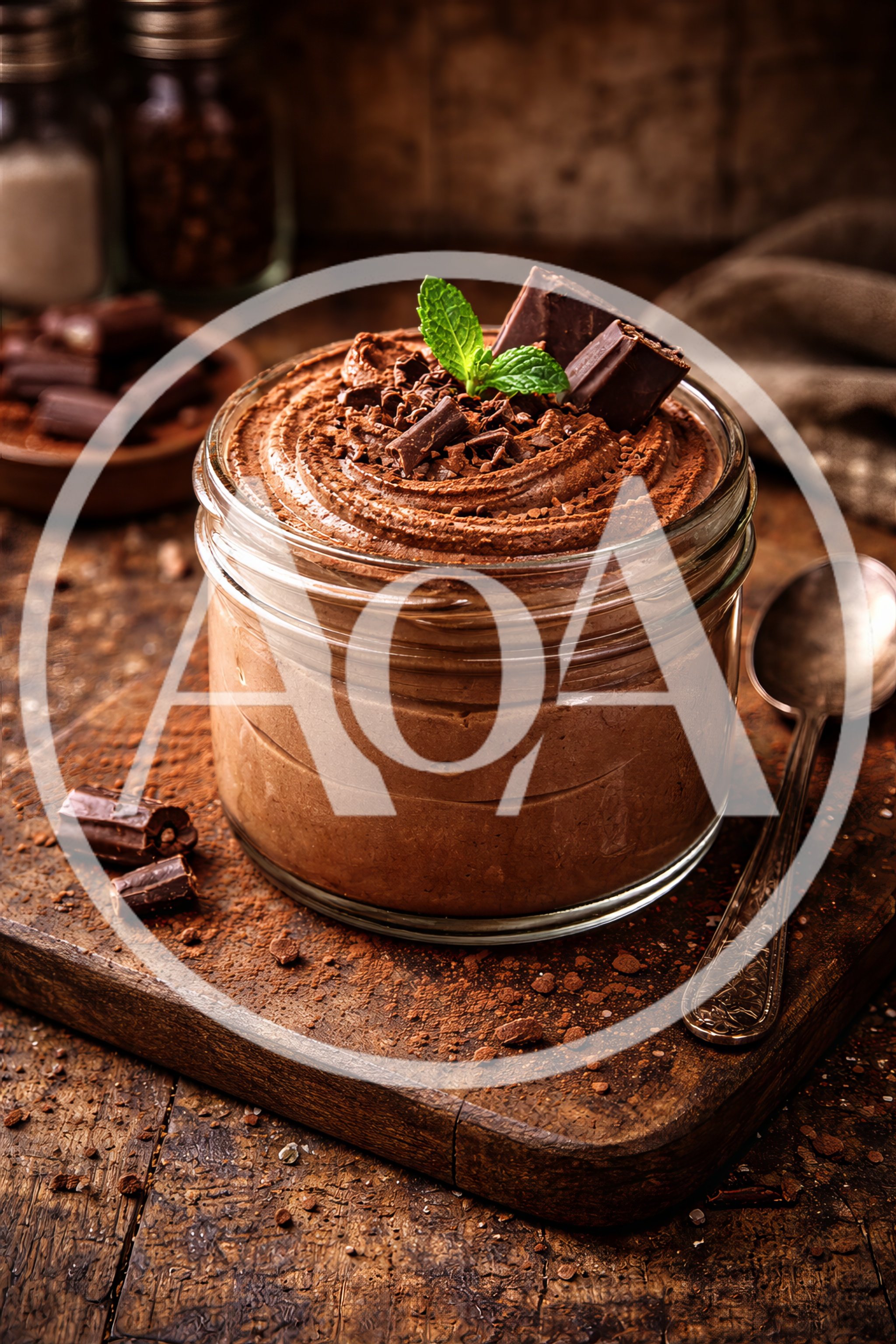 Chocolate Mousse Served In A Glass Jar