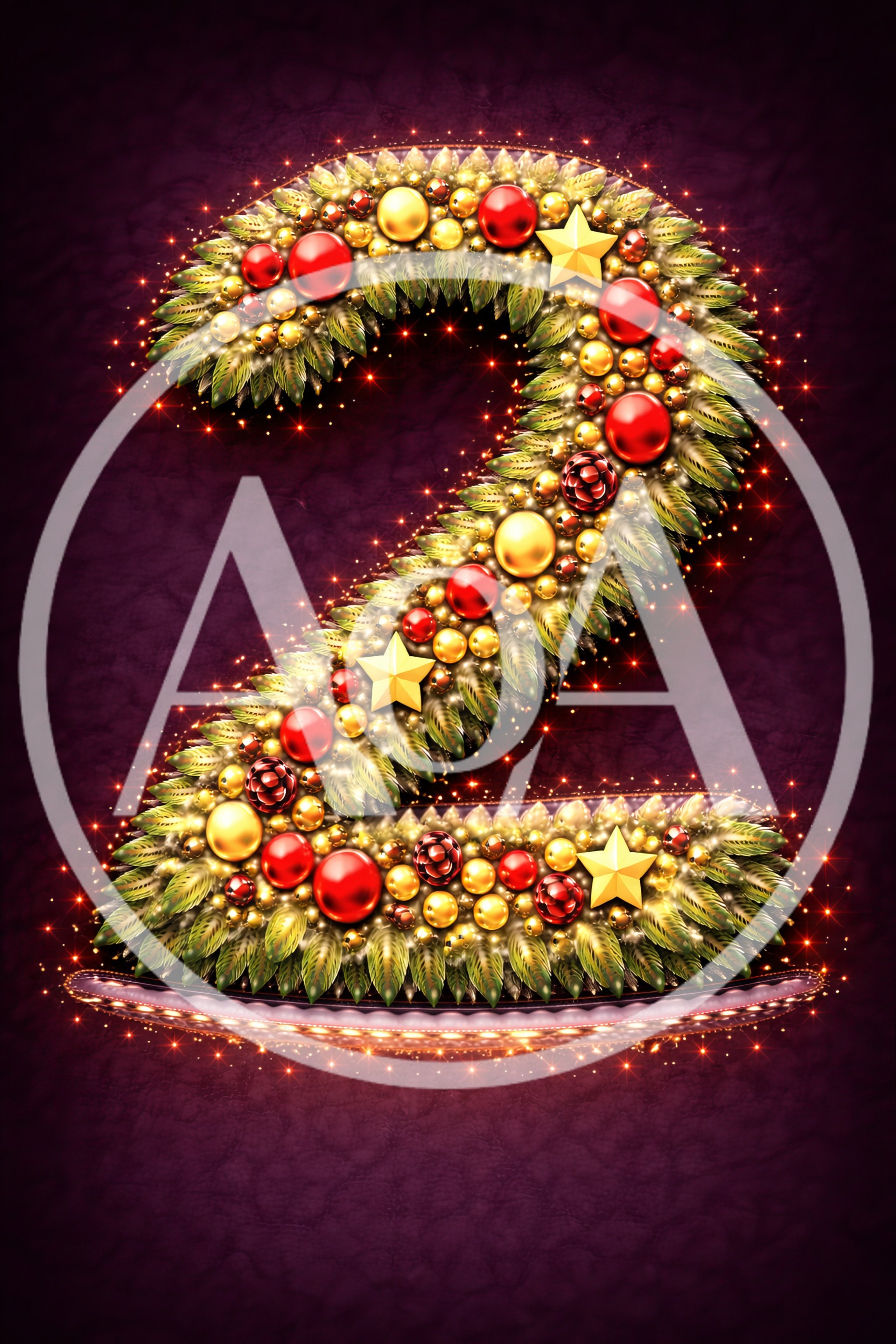 Christmas Number Two Decorated With Ornaments And Stars