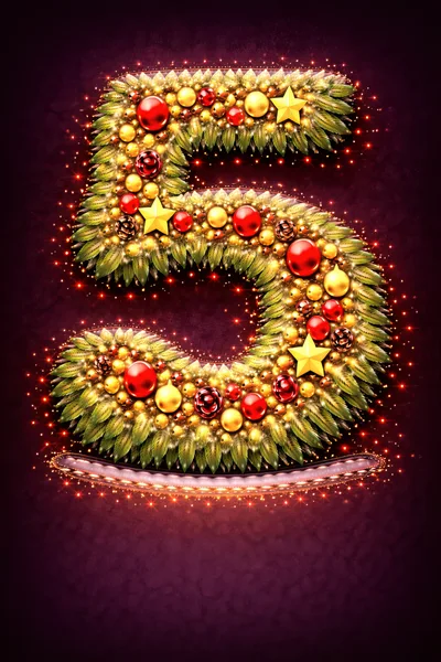 Festive Christmas Number Five Decoration