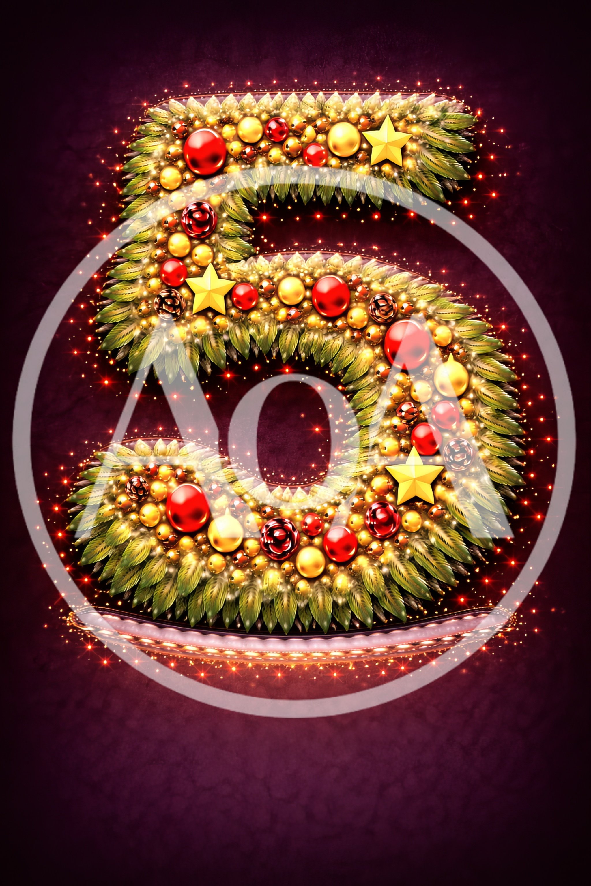 Festive Christmas Number Five Decoration