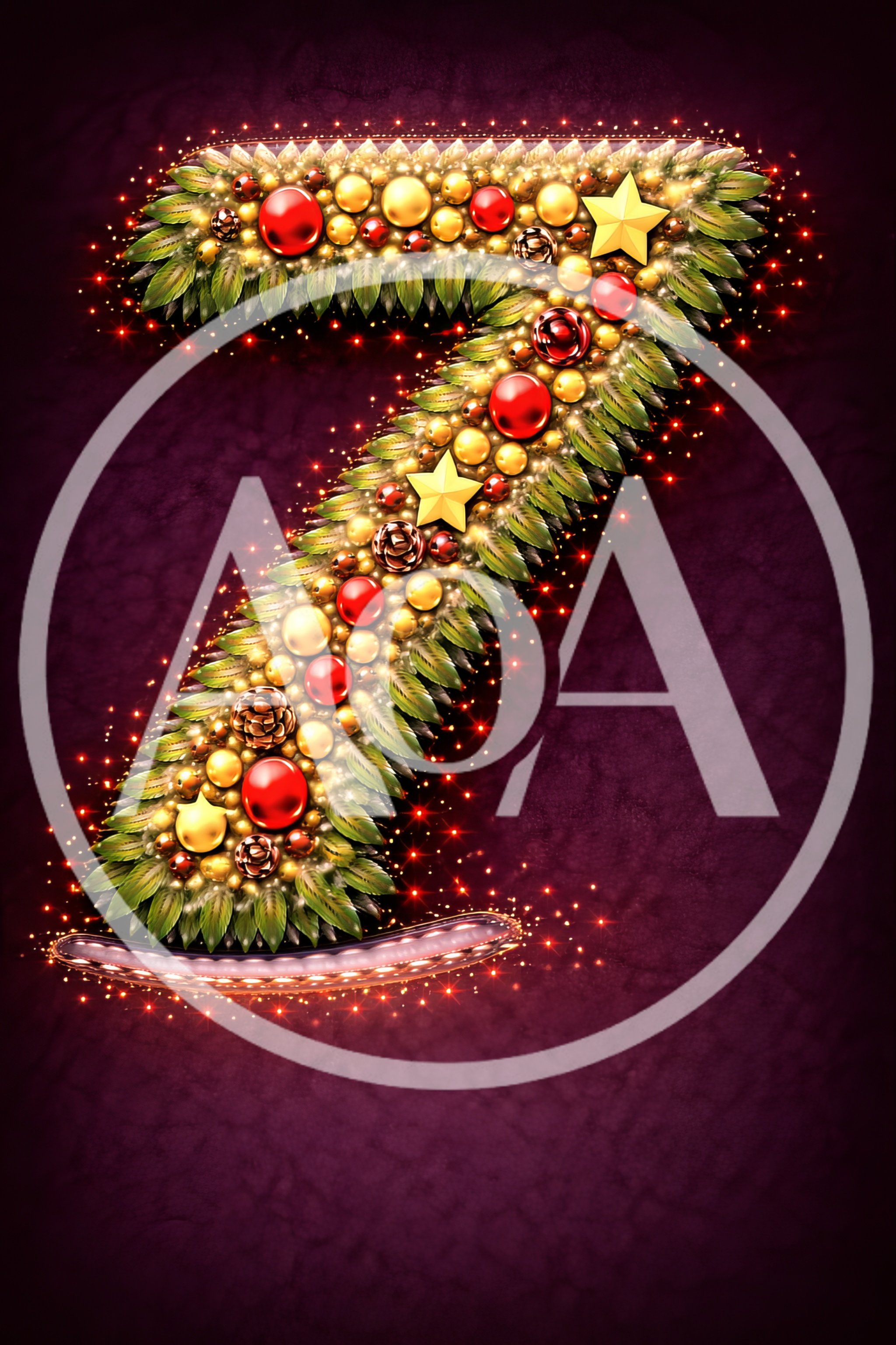 Festive Christmas Number Seven Decorated With Ornaments