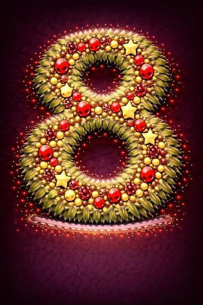 Festive Christmas Wreath Shaped Like Number Eight