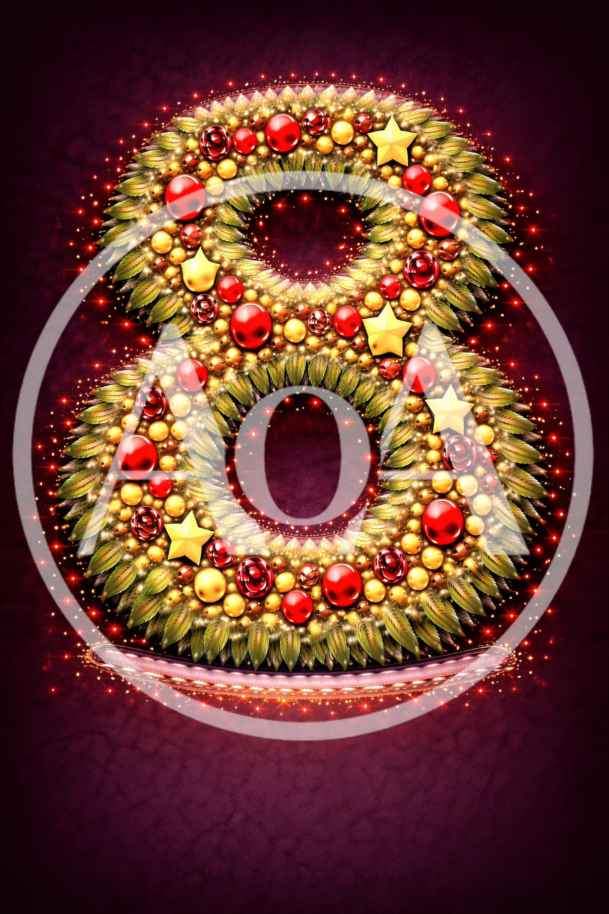 Festive Christmas Wreath Shaped Like Number Eight