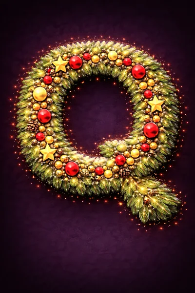 Christmas Wreath Shaped Letter Q Decoration