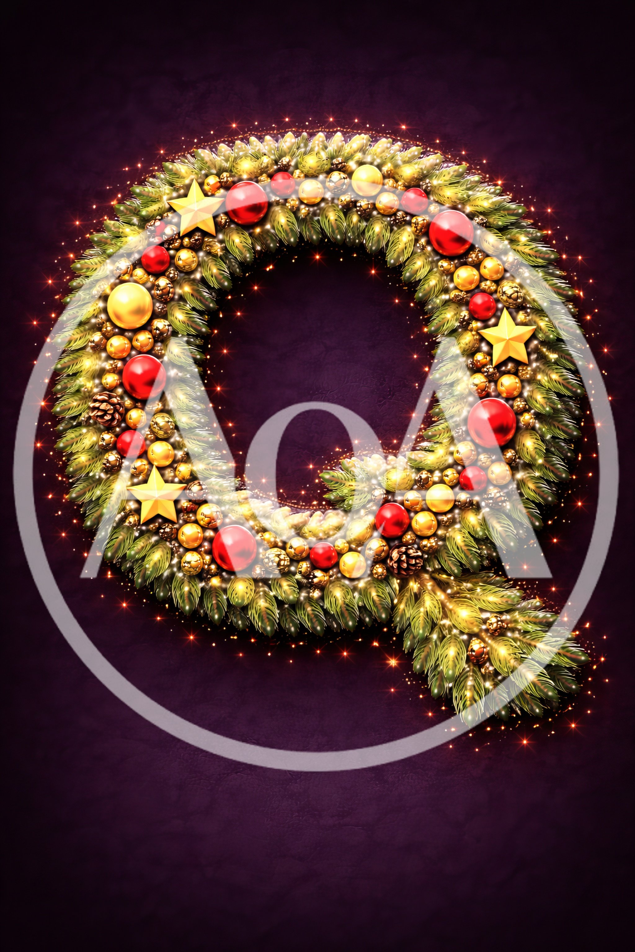 Christmas Wreath Shaped Letter Q Decoration