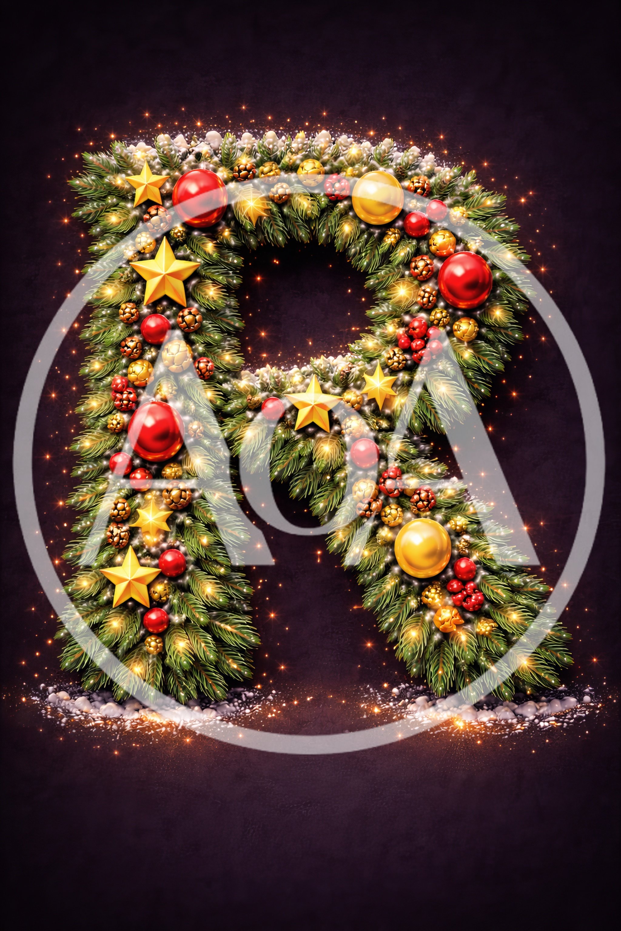 Christmas Wreath Letter R Decoration