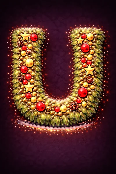 Christmas Wreath Letter U Ornament