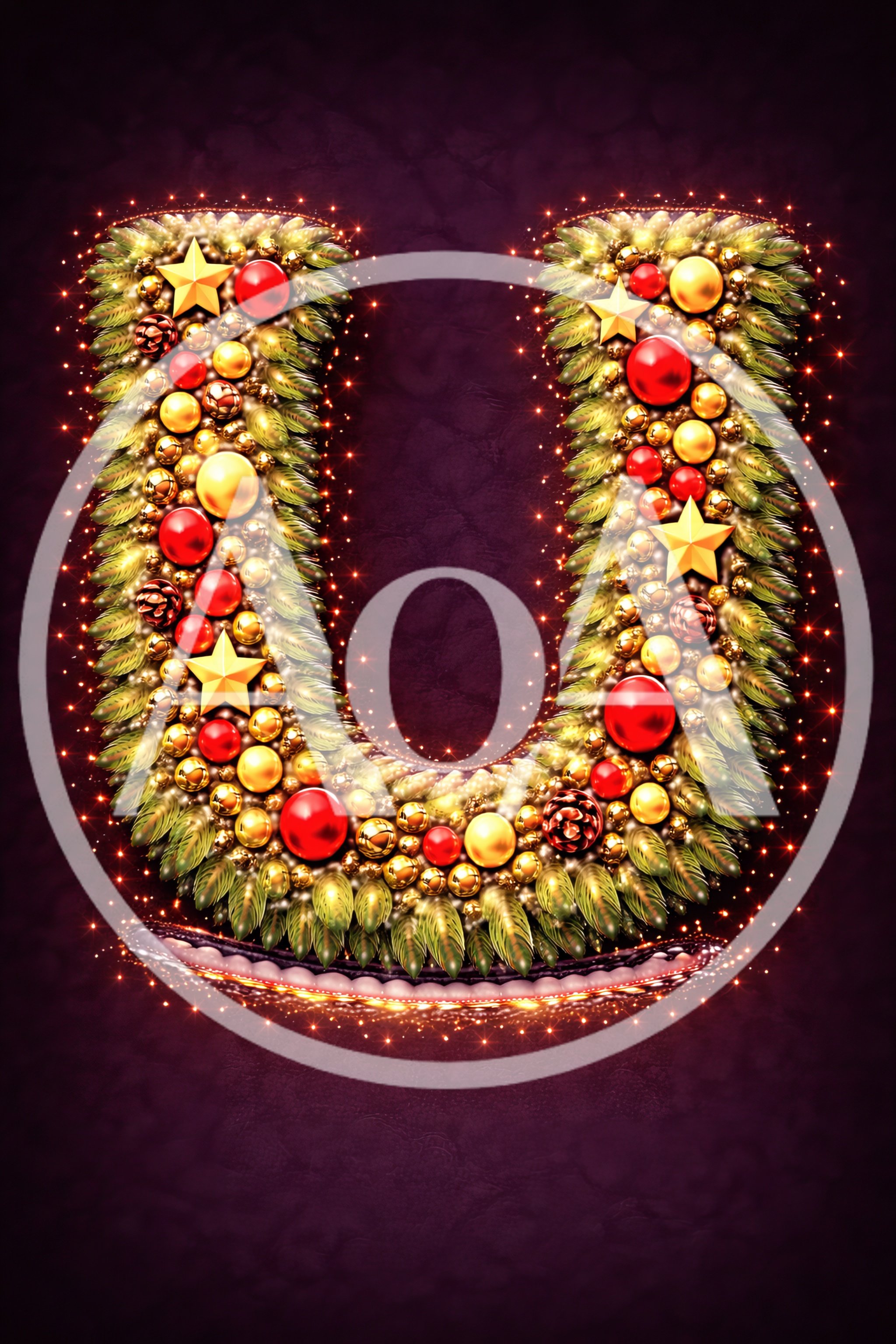 Christmas Wreath Letter U Ornament