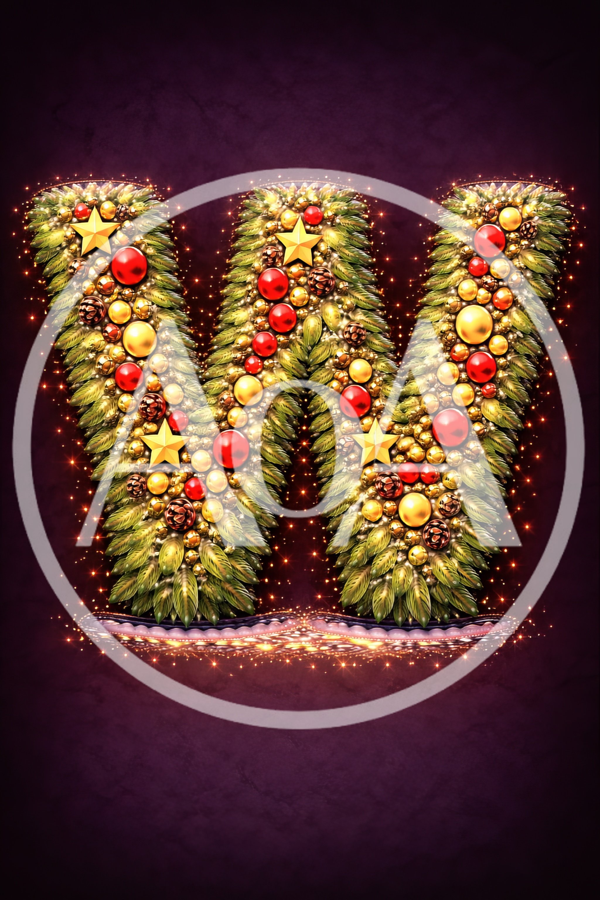 Christmas Wreath Letter W Ornament