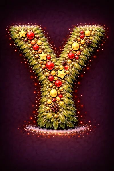 Christmas Themed Letter Y Decorated With Ornaments
