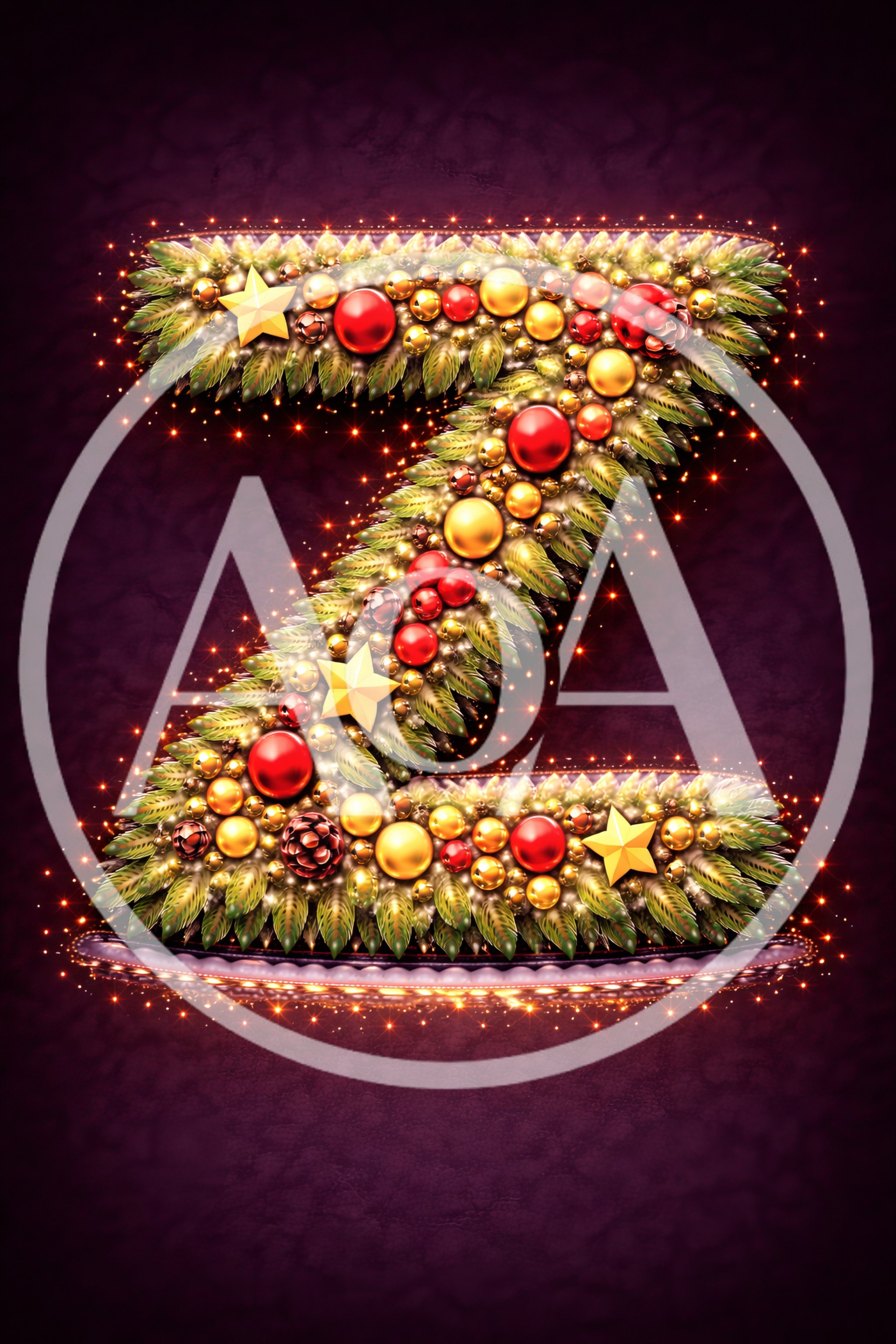 Christmas Themed Letter Z Ornament
