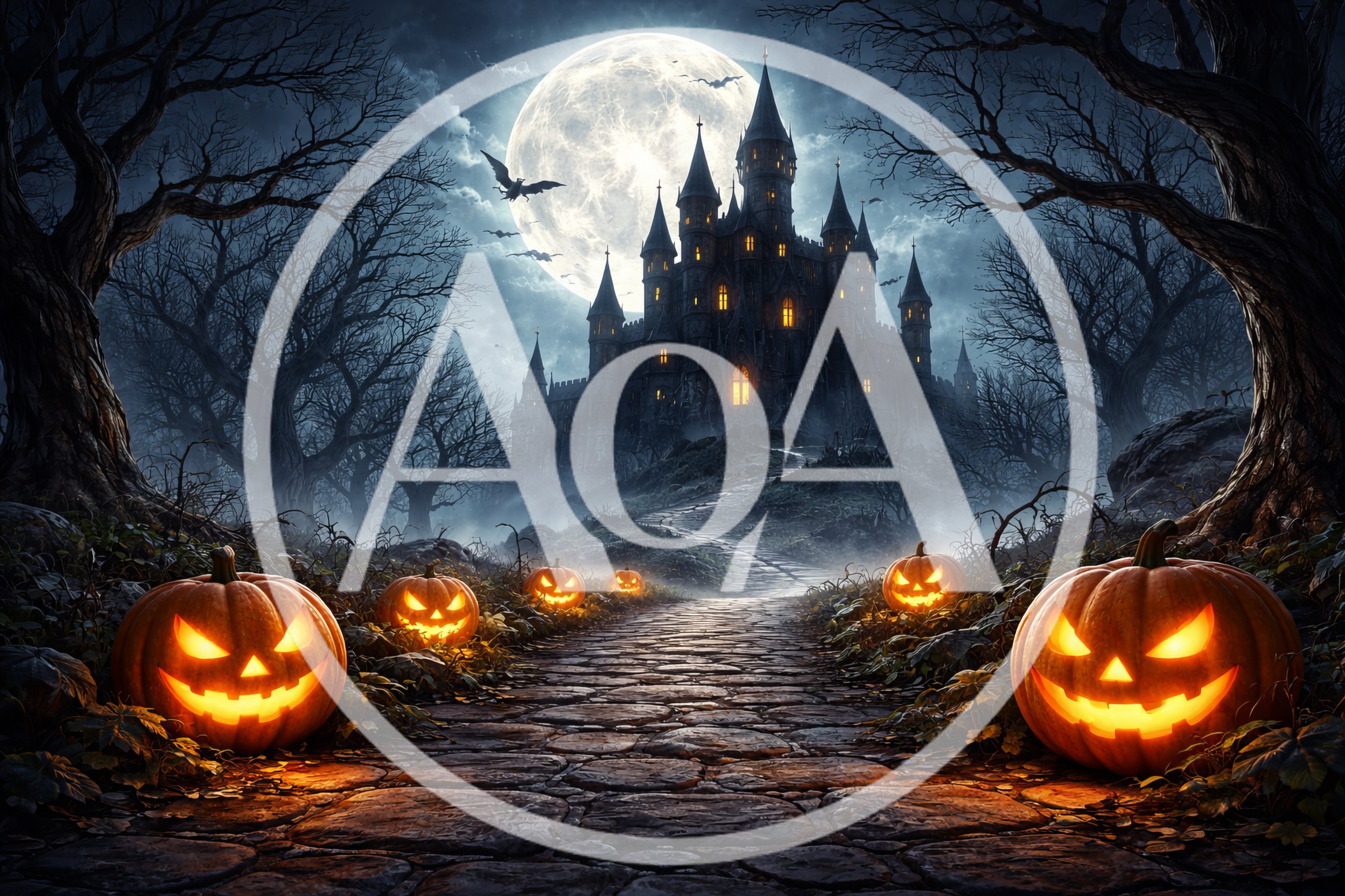 Spooky Halloween Castle With Glowing Jack O Lanterns