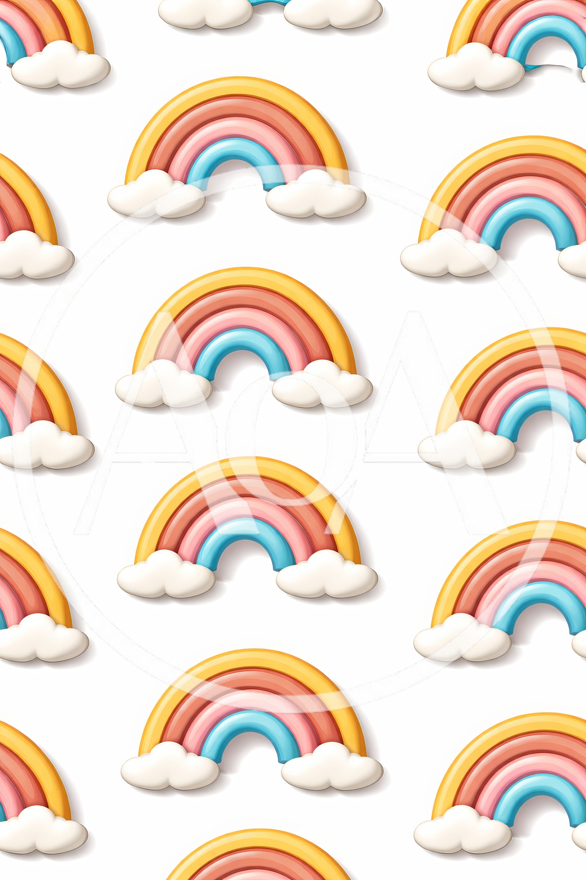Seamless Pattern of Cute 3D Rainbows
