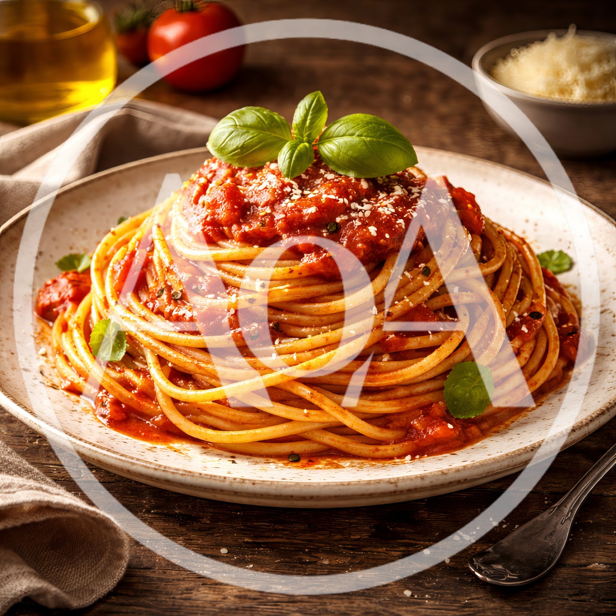 Spaghetti With Tomato Sauce And Fresh Basil