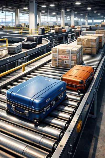 Automated Airport Baggage Handling System Conveyor Belt