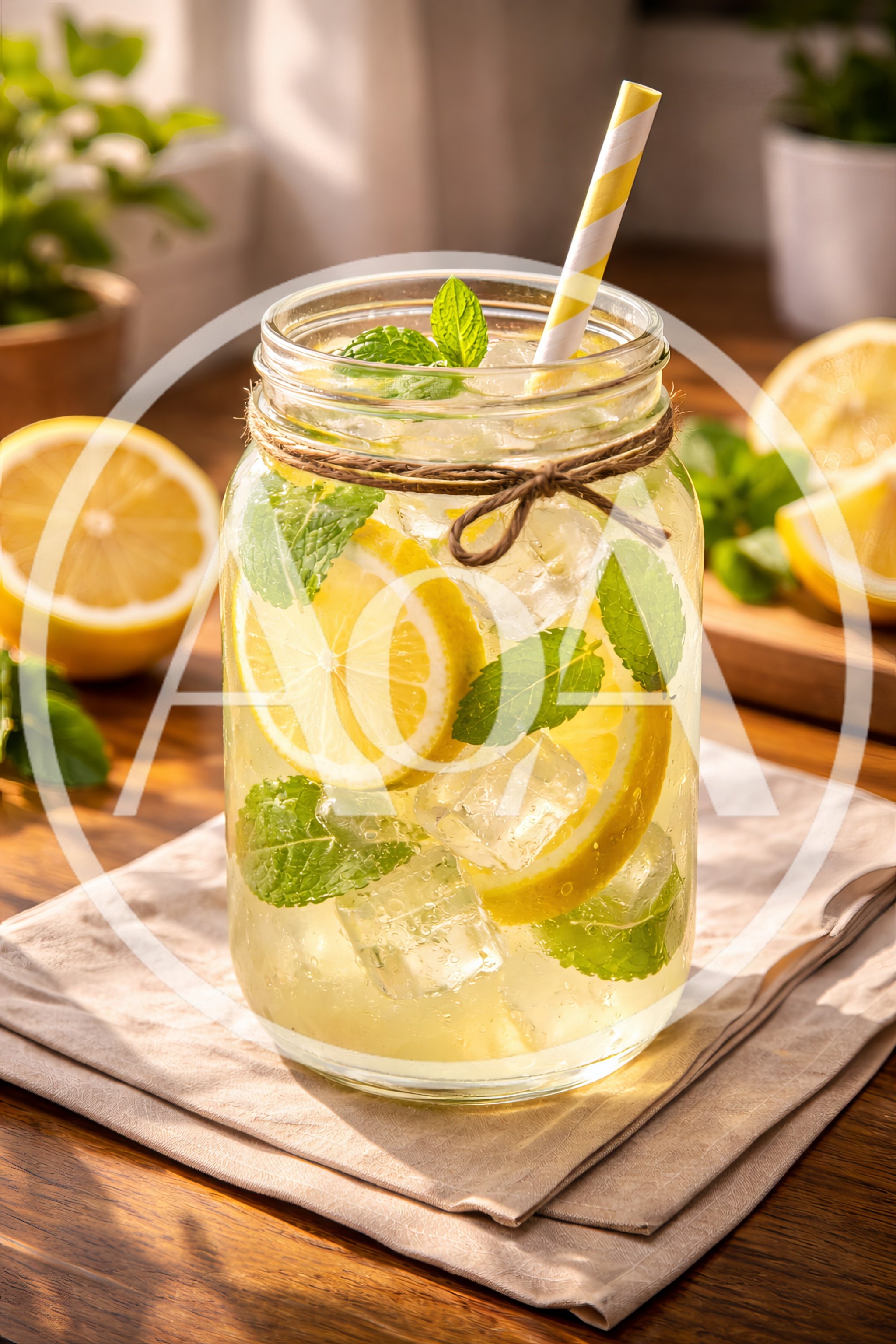 Refreshing Homemade Lemonade With Mint In A Mason Jar