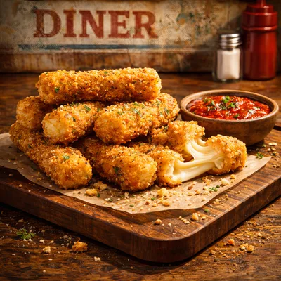 Crispy Fried Mozzarella Cheese Sticks With Marinara Sauce