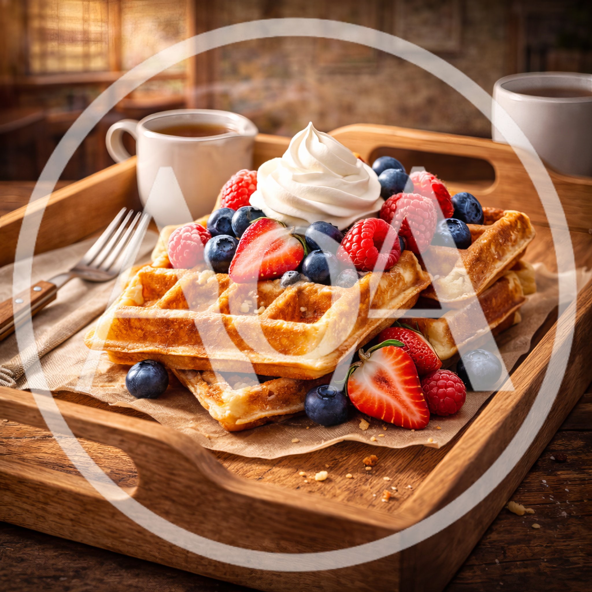 Fresh Waffles With Berries And Whipped Cream