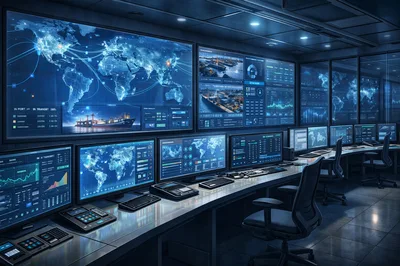 Modern Global Logistics Command Center Control Room