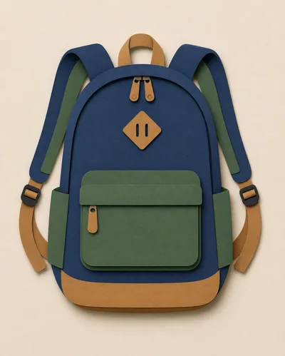 Paper Craft Style Backpack Illustration