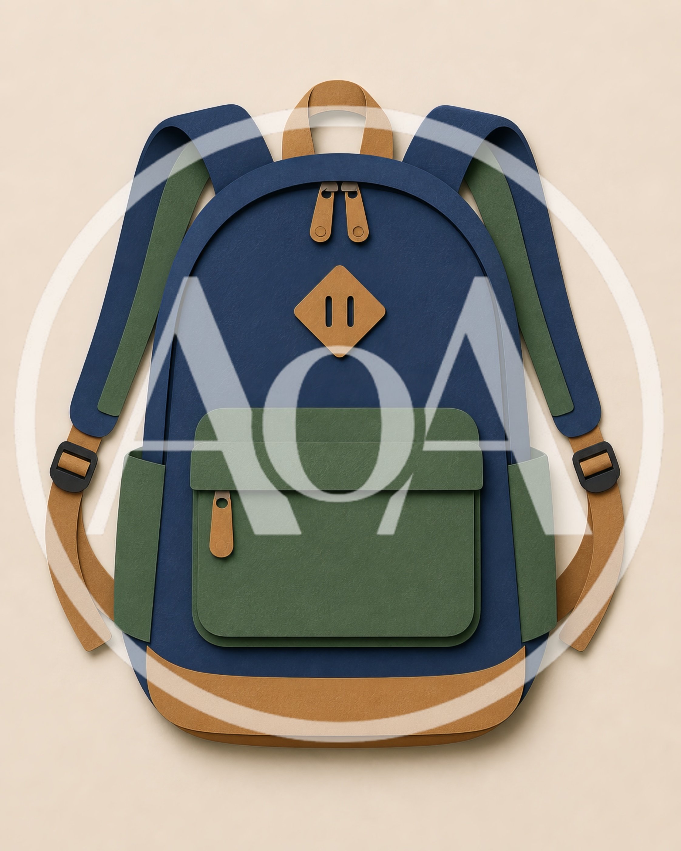 Paper Craft Style Backpack Illustration