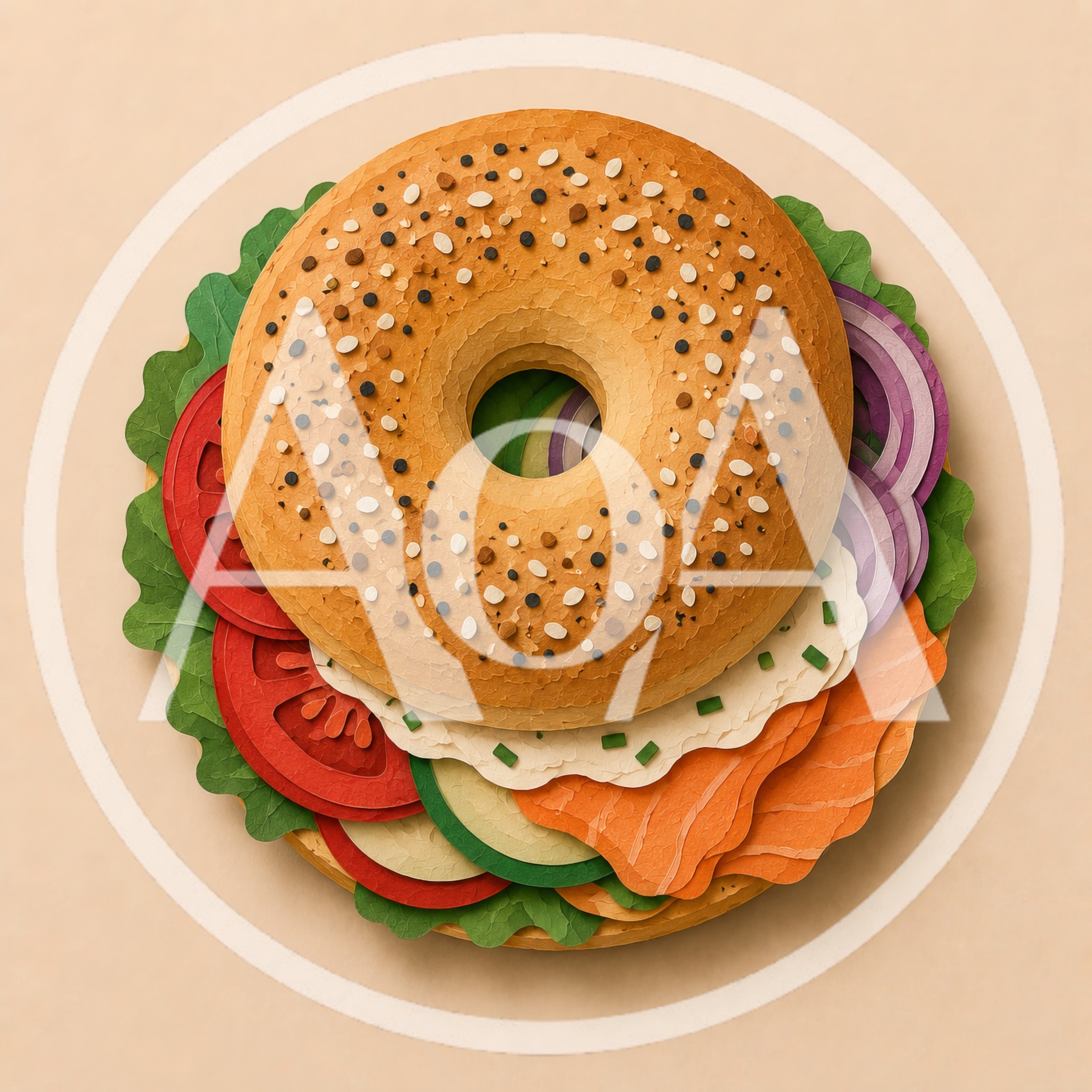 Paper Craft Bagel Sandwich With Salmon And Vegetables