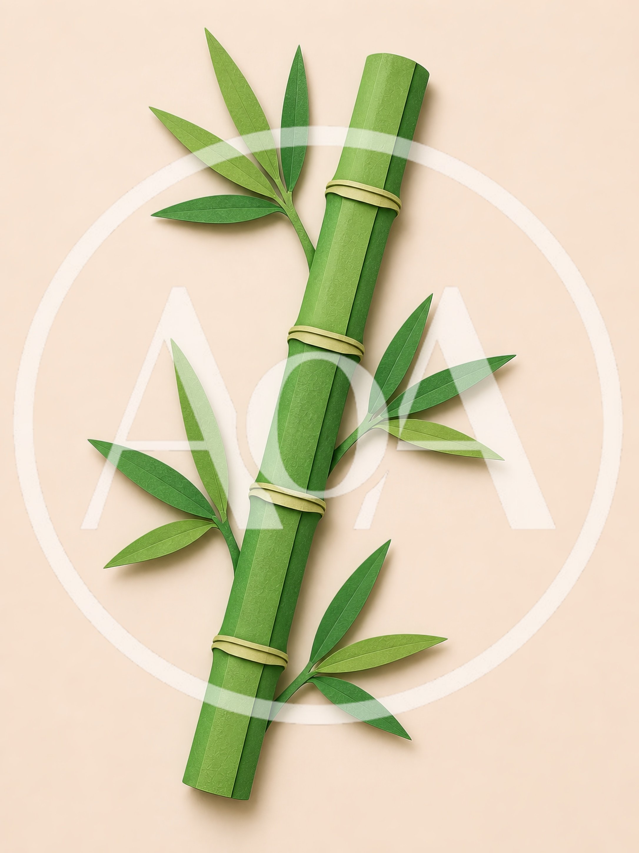 Paper Craft Bamboo Stalk With Green Leaves