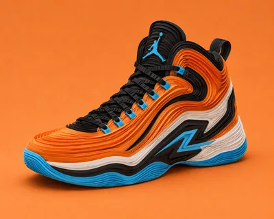 Layered Paper Art Style Basketball Sneaker