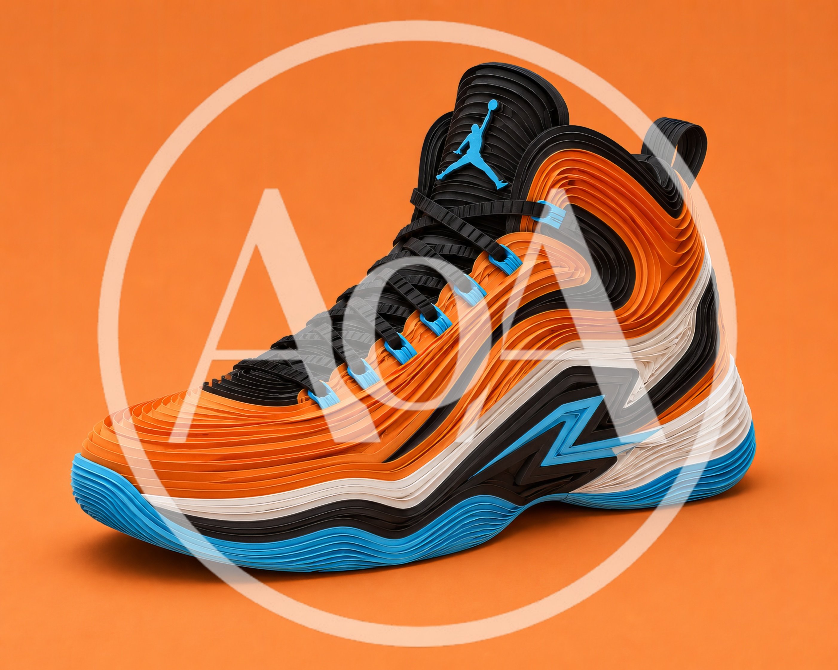 Layered Paper Art Style Basketball Sneaker
