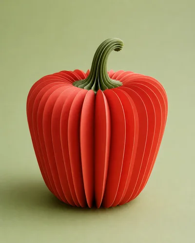 Paper Craft Red Bell Pepper Sculpture