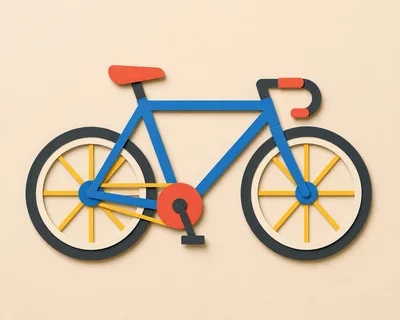 Minimalist Paper Cutout Bicycle Illustration