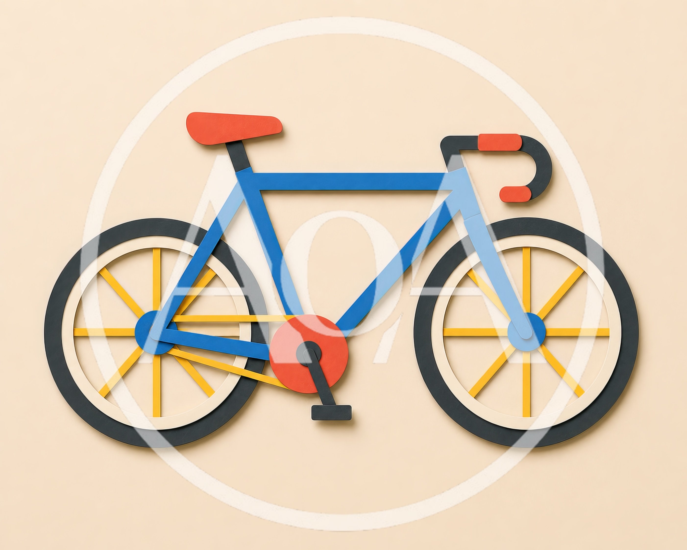 Minimalist Paper Cutout Bicycle Illustration