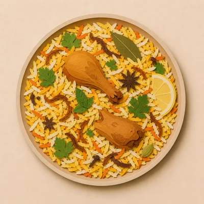 Paper Craft Illustration Of Chicken And Rice Dish