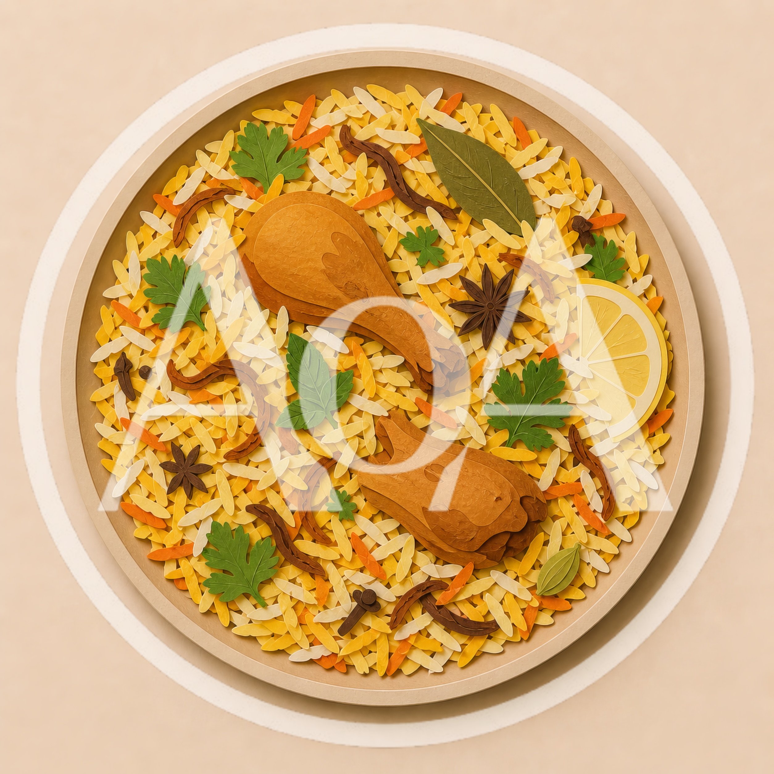 Paper Craft Illustration Of Chicken And Rice Dish