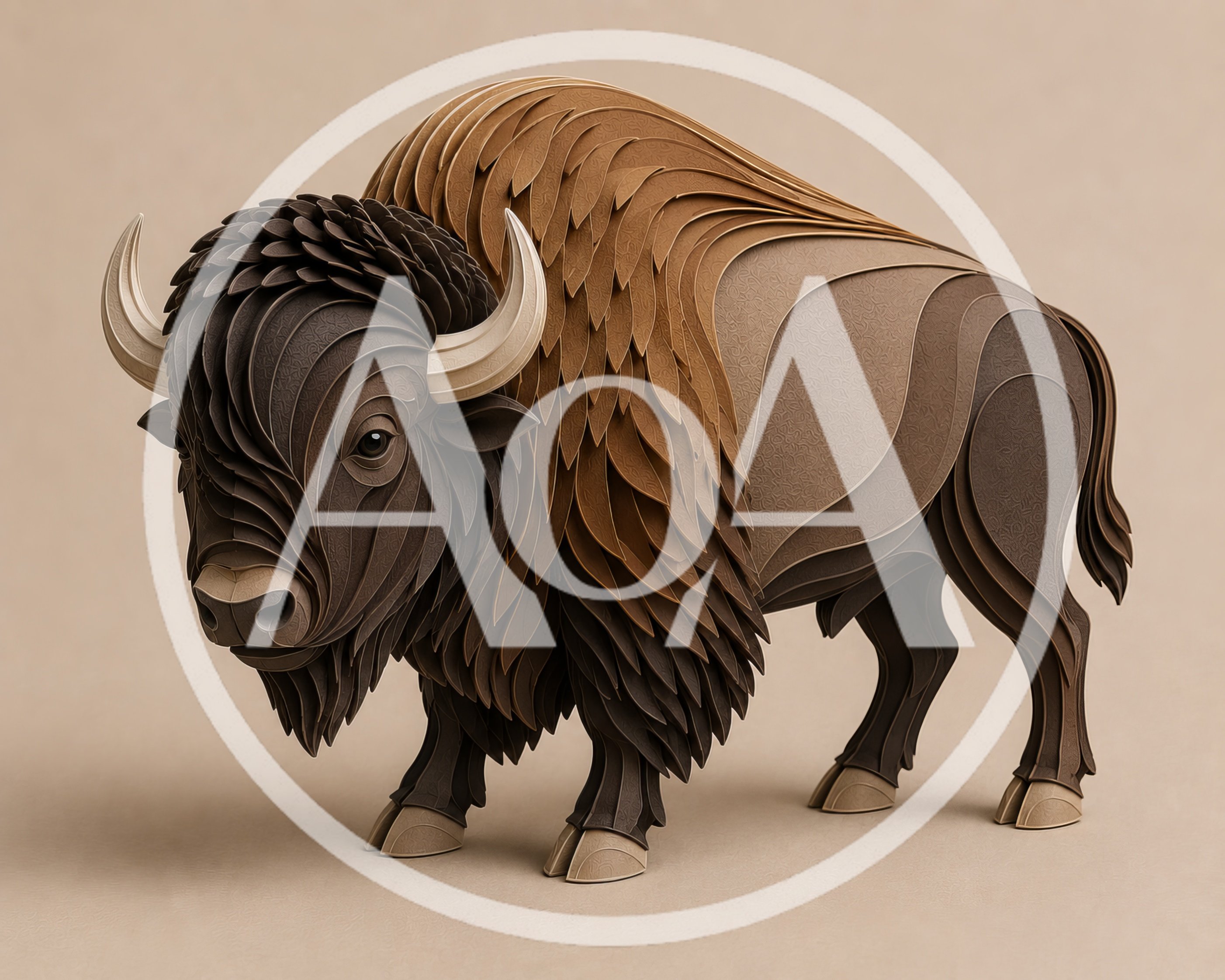 Papercraft Style Bison Illustration