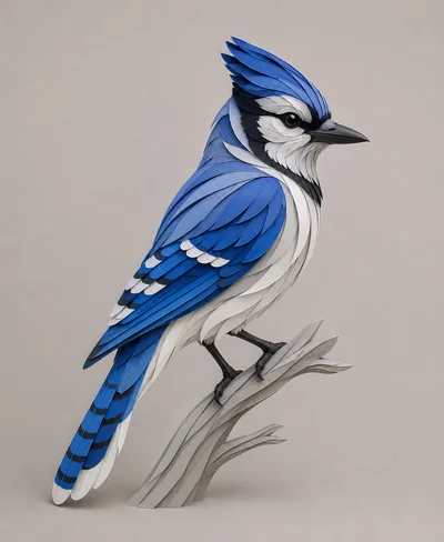 Paper Quilling Art Of A Blue Jay Bird