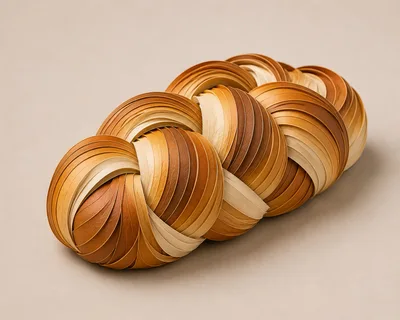 Abstract Braided Structure Made Of Layered Wood Strips