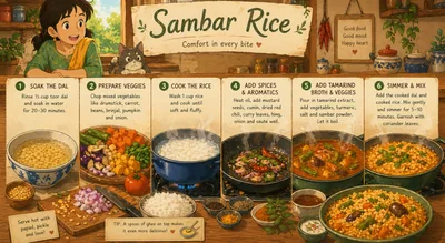 Illustrated Step By Step Sambar Rice Recipe Guide