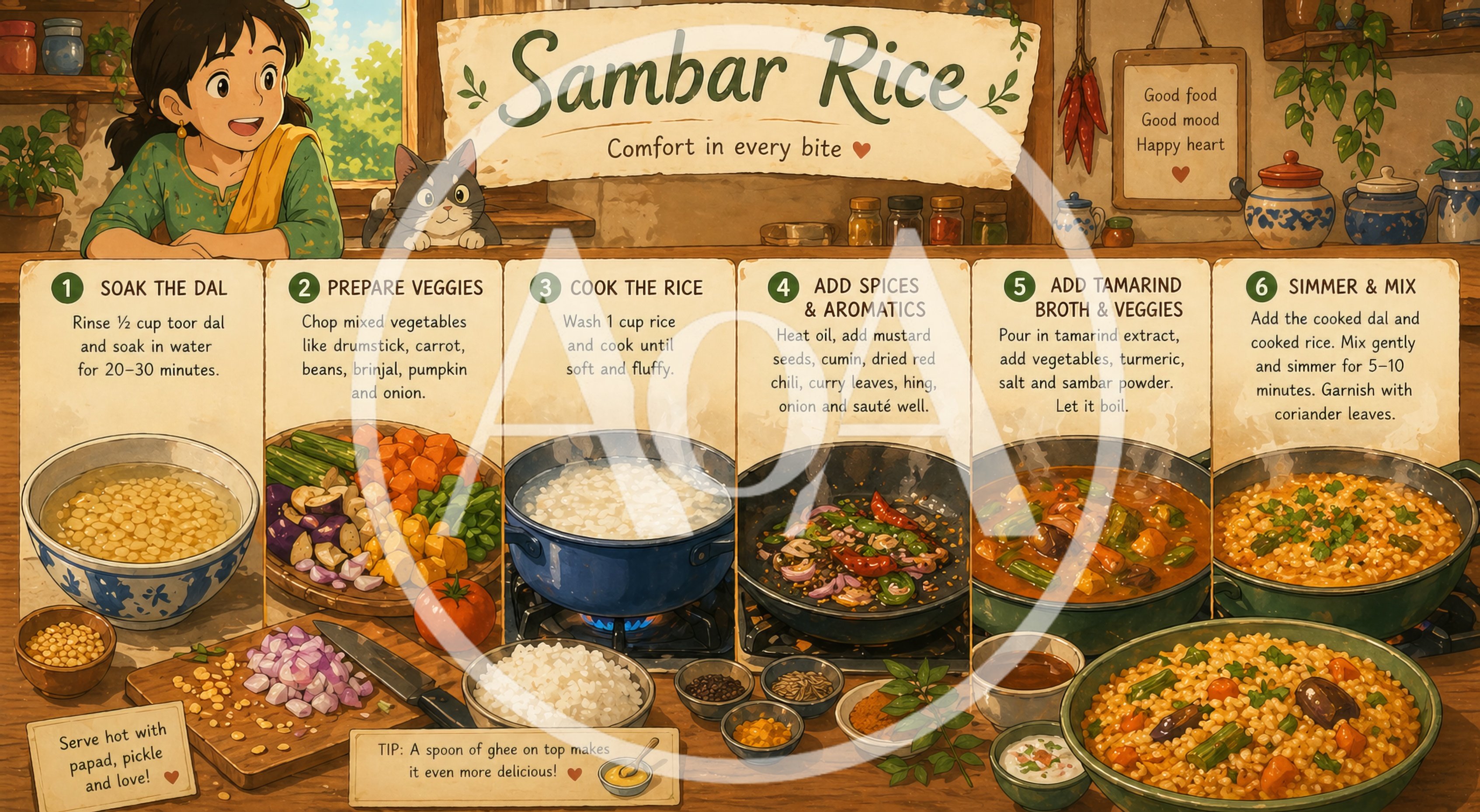Illustrated Step By Step Sambar Rice Recipe Guide