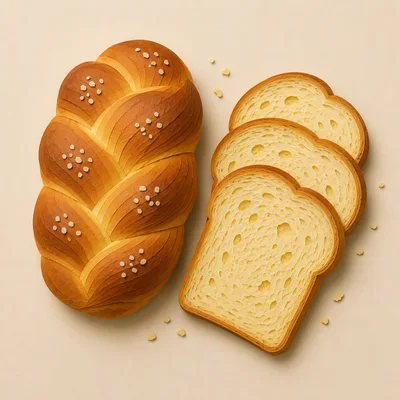 Braided Challah Bread Loaf With Sliced Pieces
