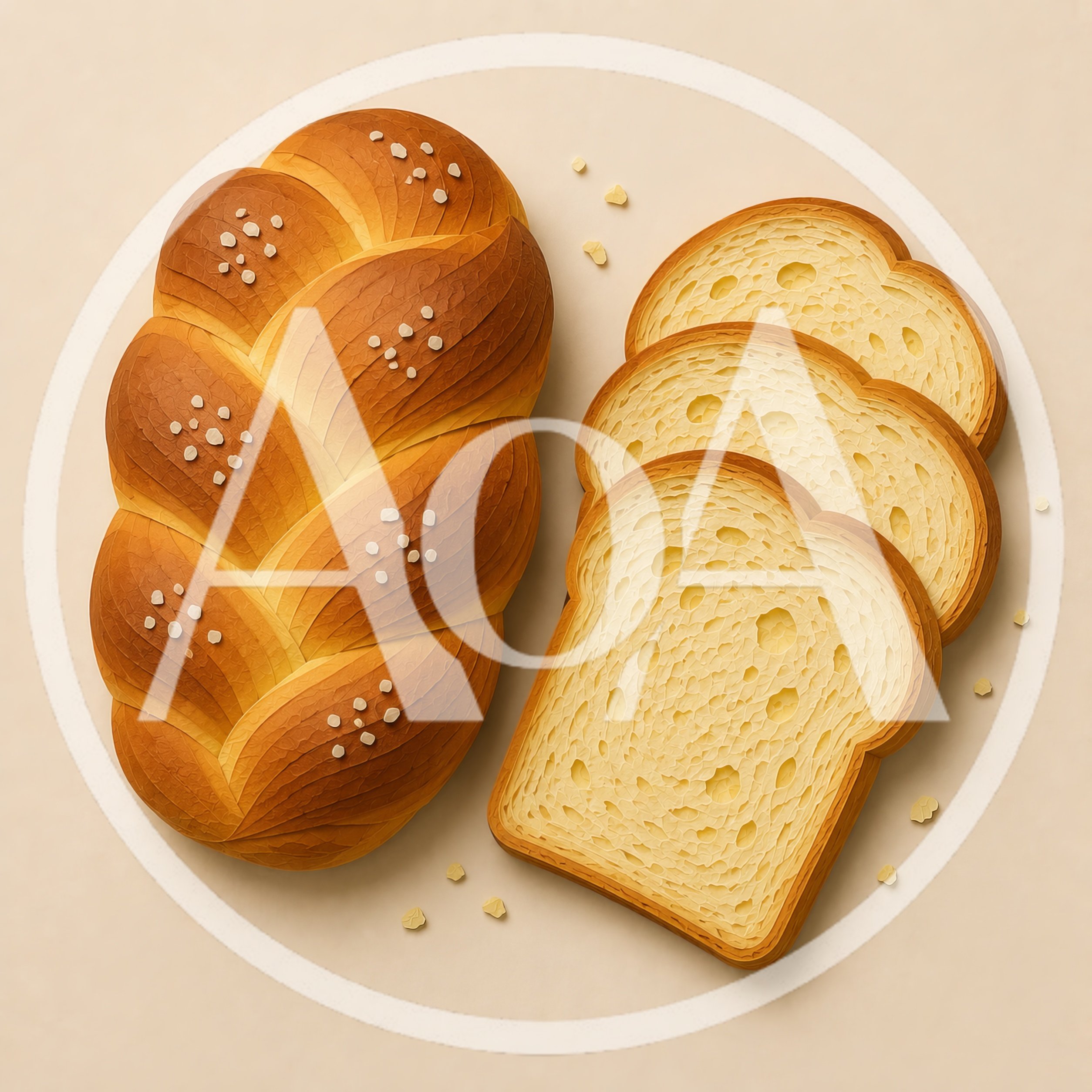 Braided Challah Bread Loaf With Sliced Pieces