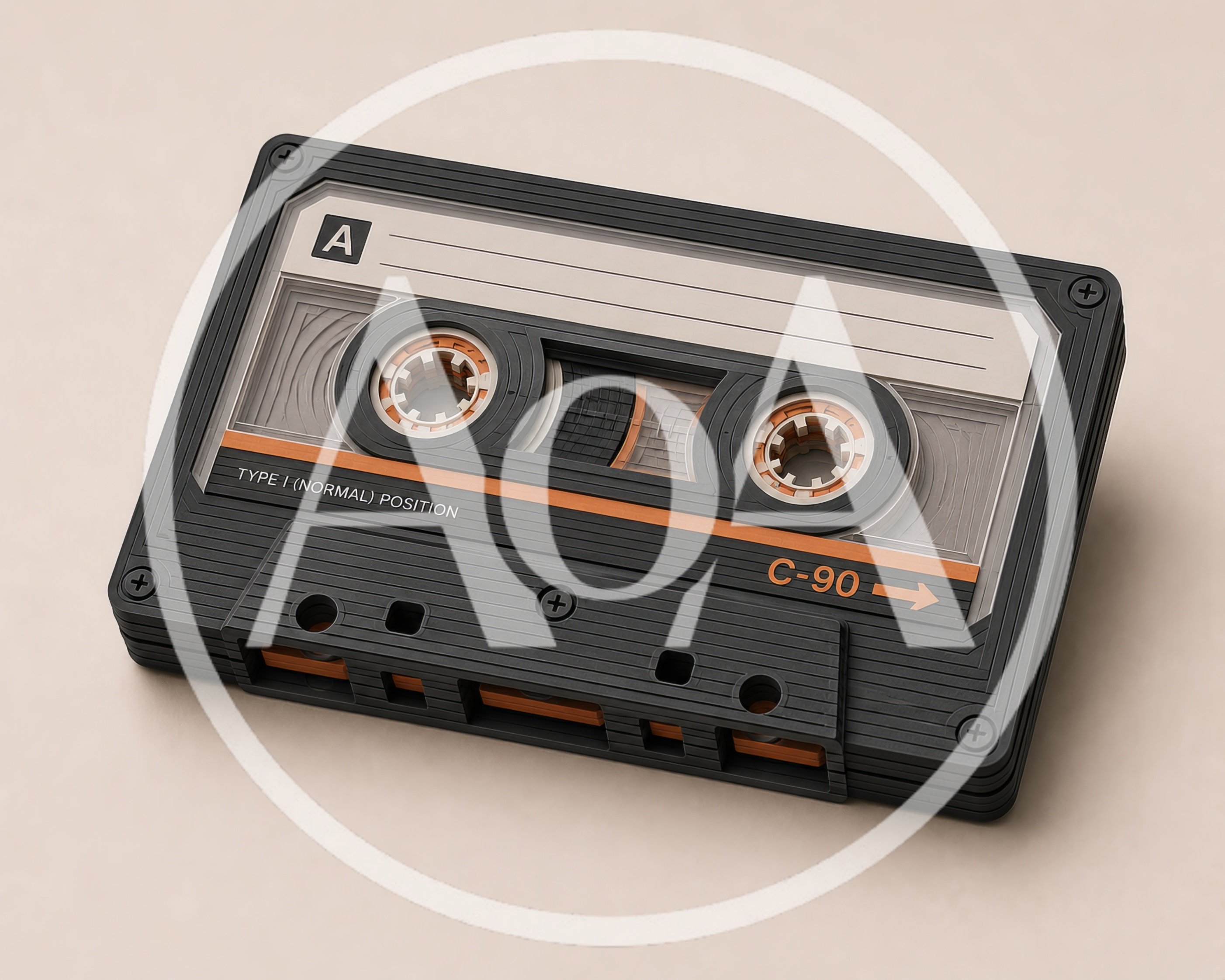Vintage Black Cassette Tape On Neutral Background