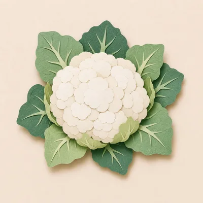 Paper Craft Cauliflower Vegetable Illustration